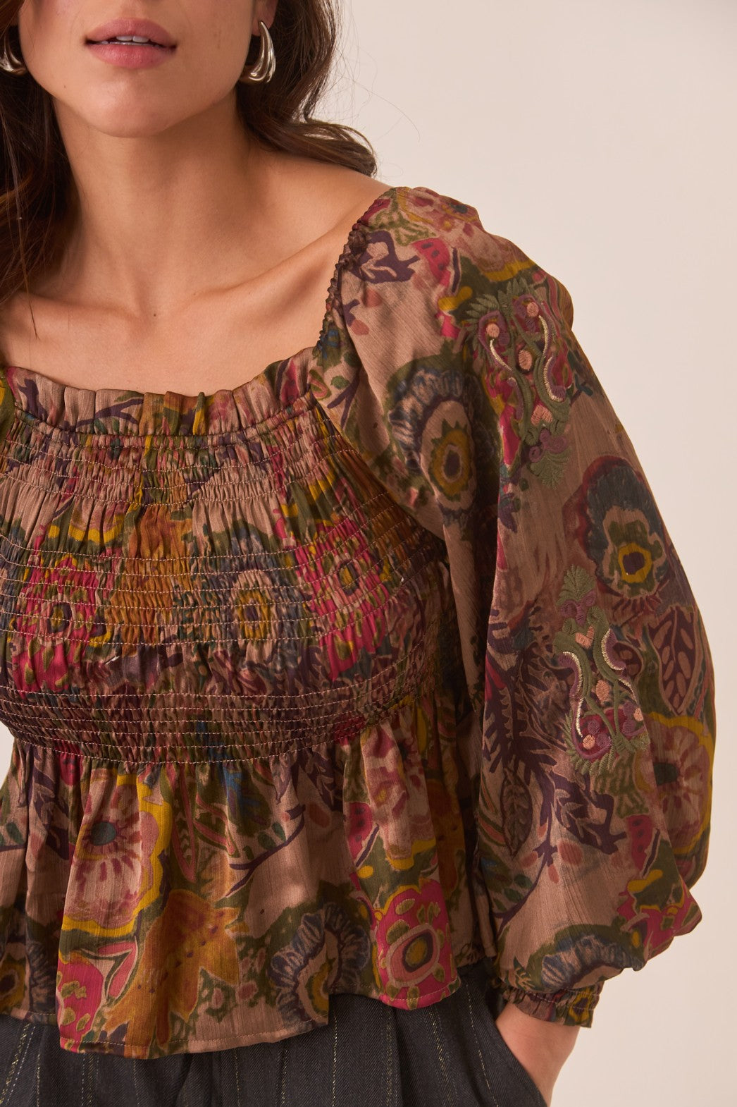Multicoloured Ruffled Floral Blouse
