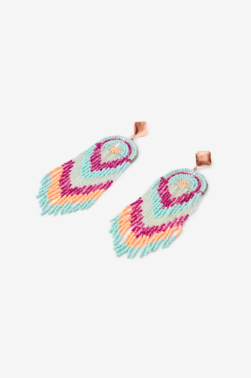 Beaded Dangle Fringe Earrings