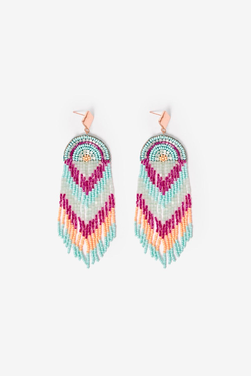 Beaded Dangle Fringe Earrings