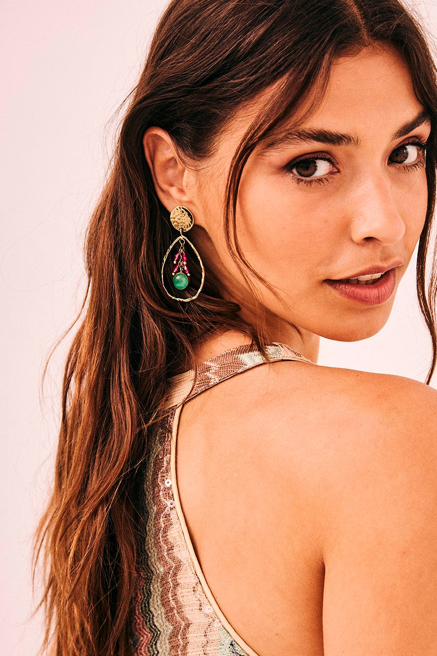 Metal Rhinestone Drop Earrings