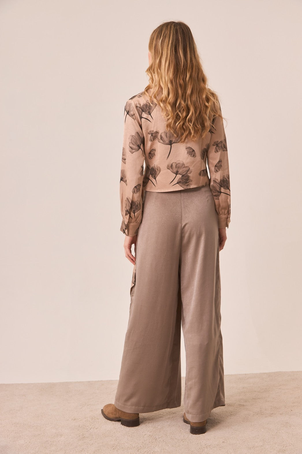 Printed Bow Crossover Blouse