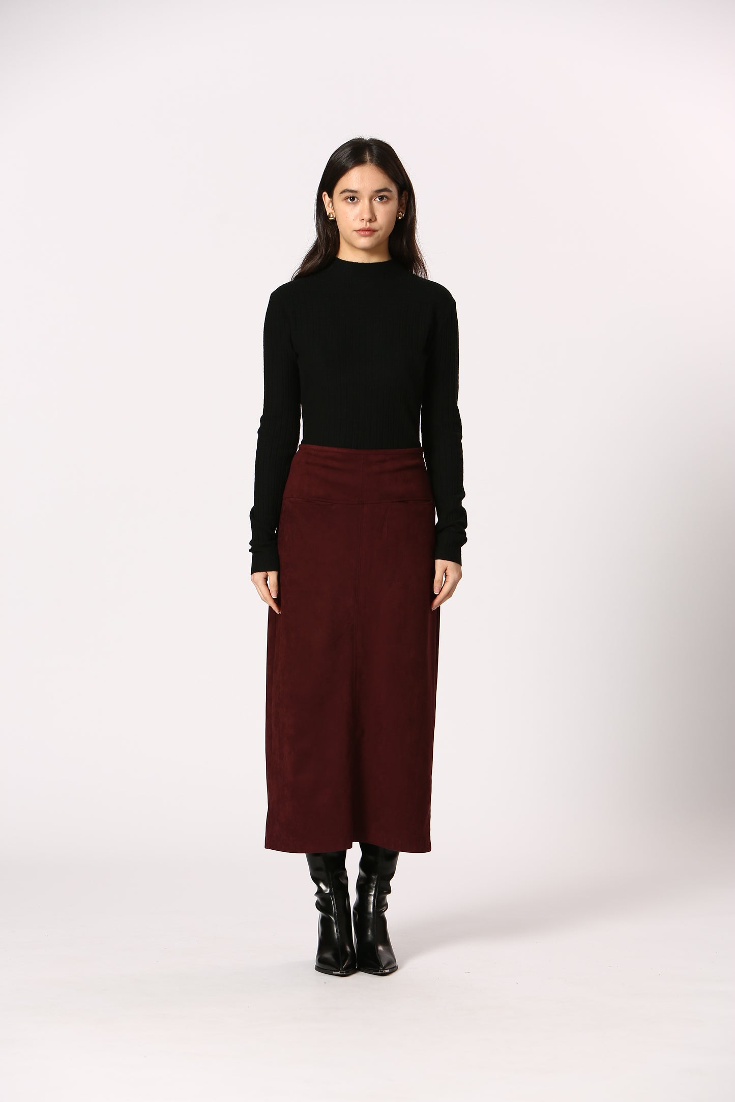Faux Suede Midi Skirt