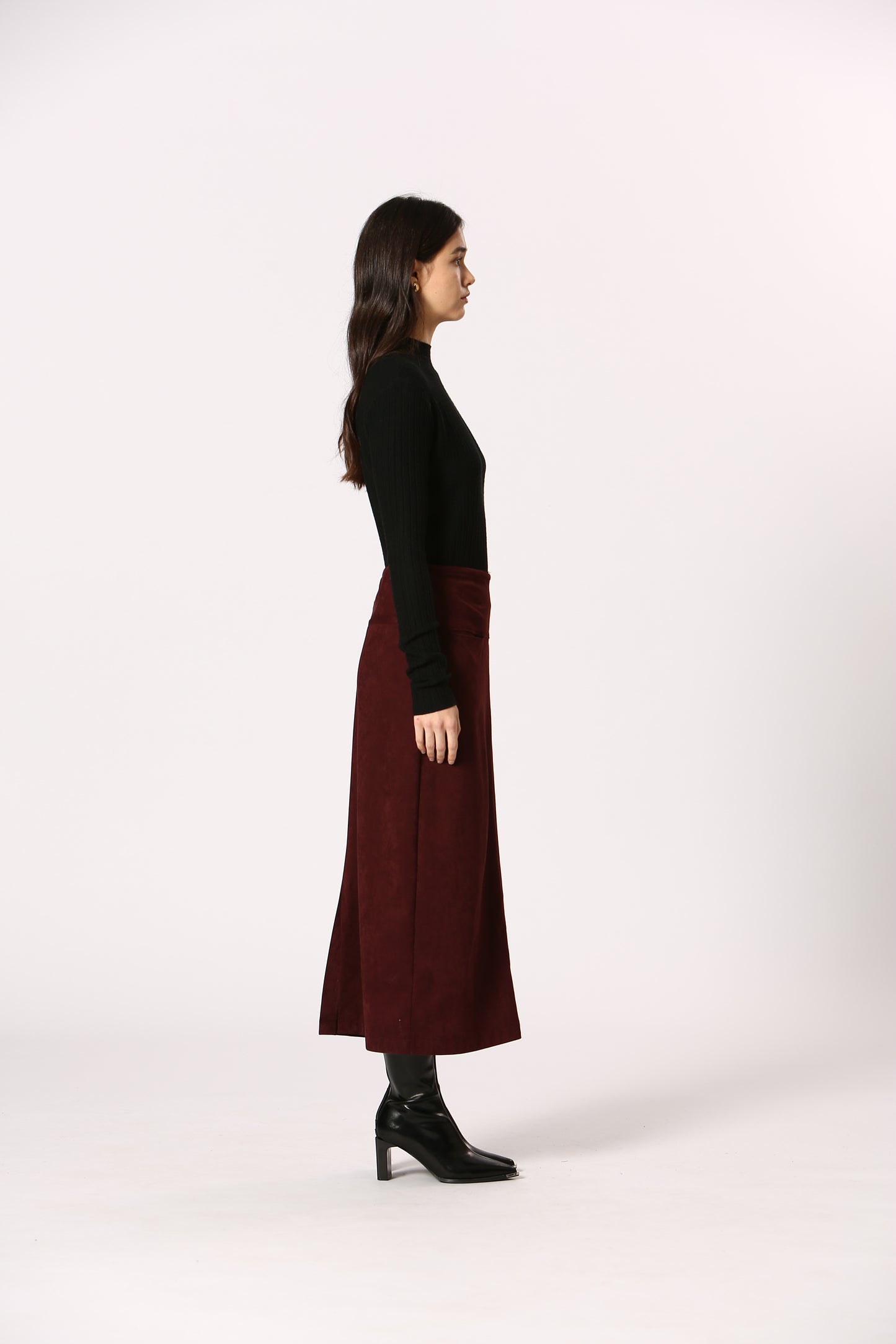 Faux Suede Midi Skirt
