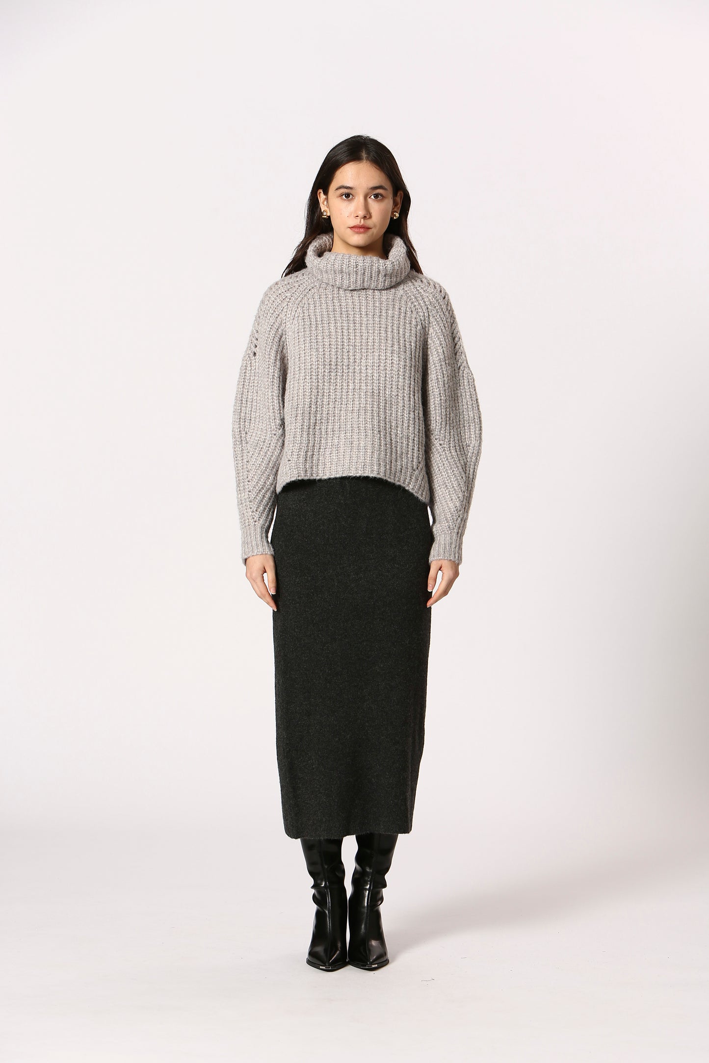Knit Pencil Midi Skirt