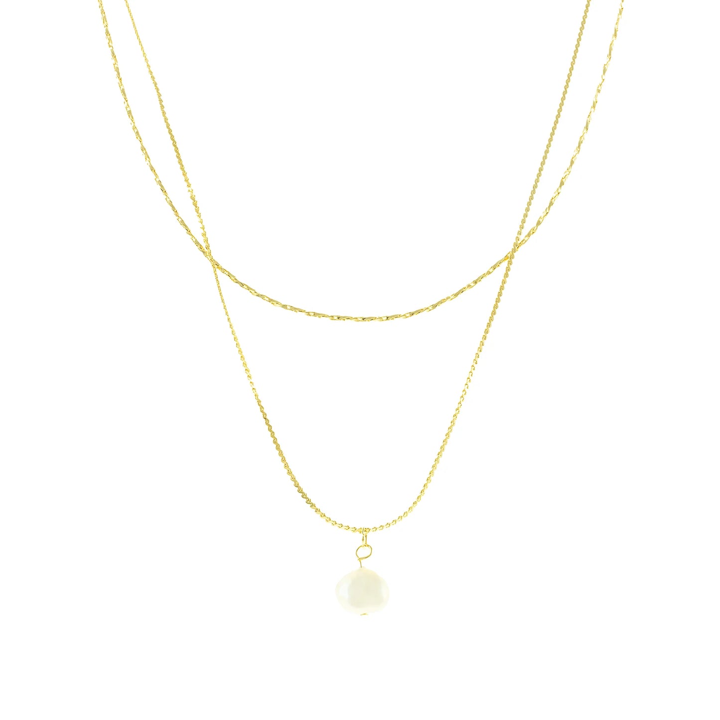 Double Layered Freshwater Pearl Pendant Necklace