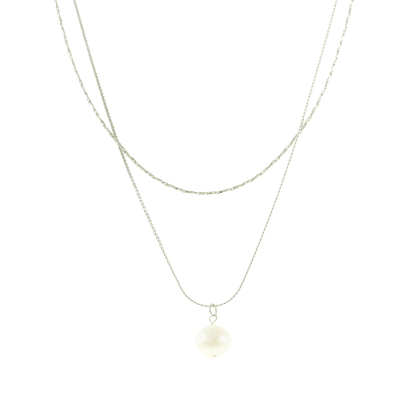 Double Layered Freshwater Pearl Pendant Necklace
