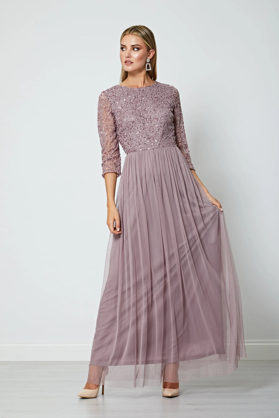 Embellished Sequin Maxi Dress