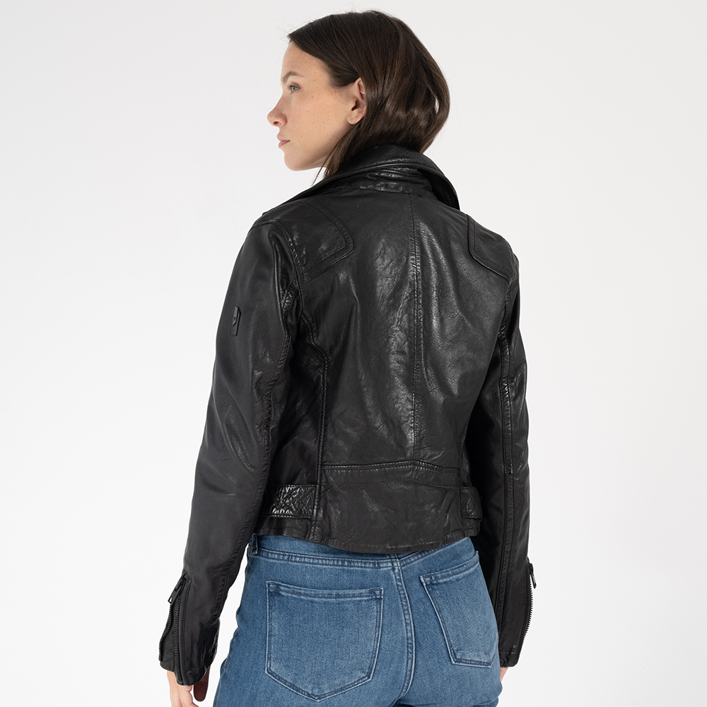 Bita Cropped Leather Moto Jacket