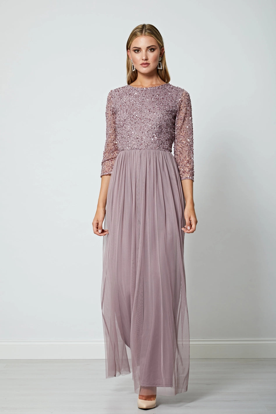 Embellished Sequin Maxi Dress