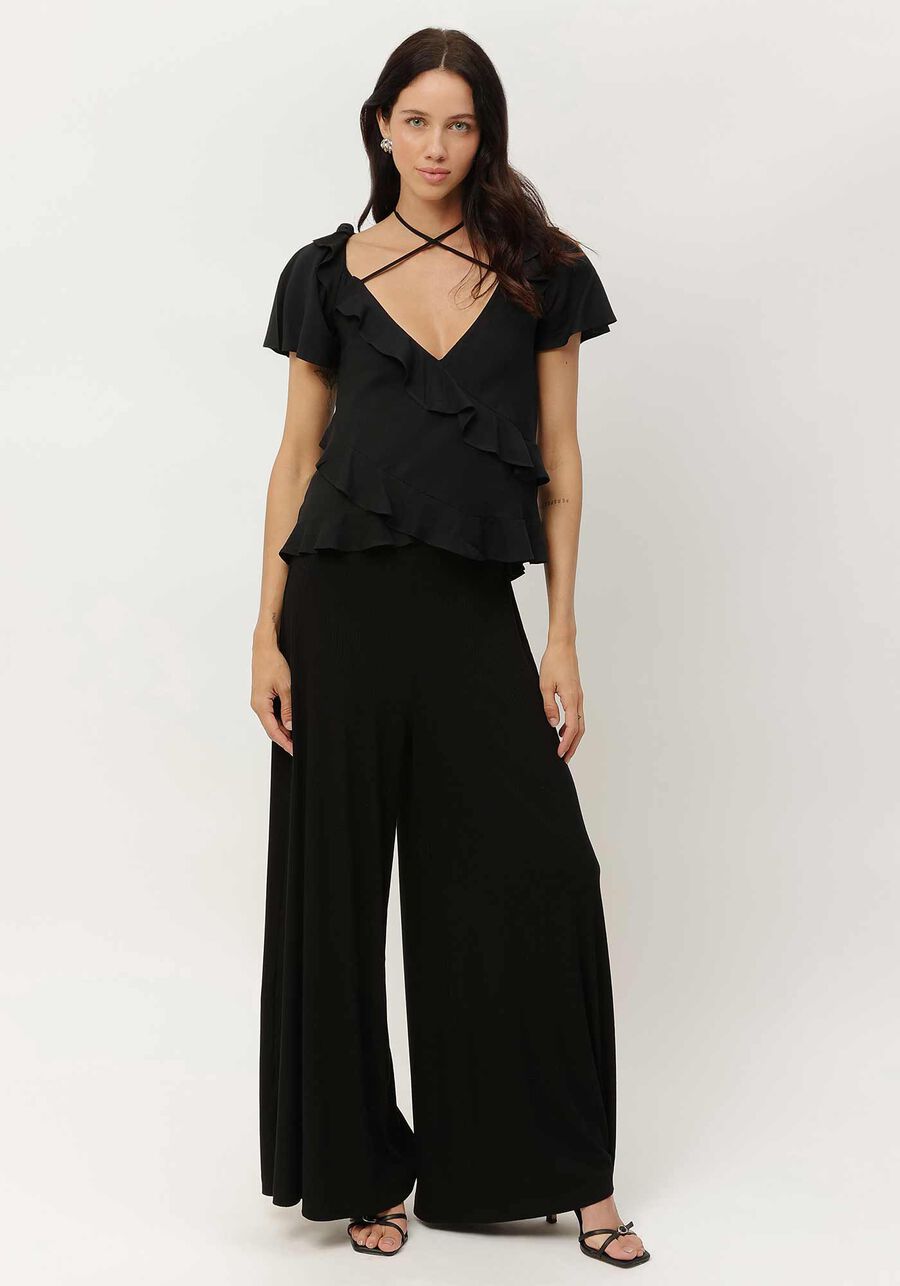 Blouse With Ruffles And Tie