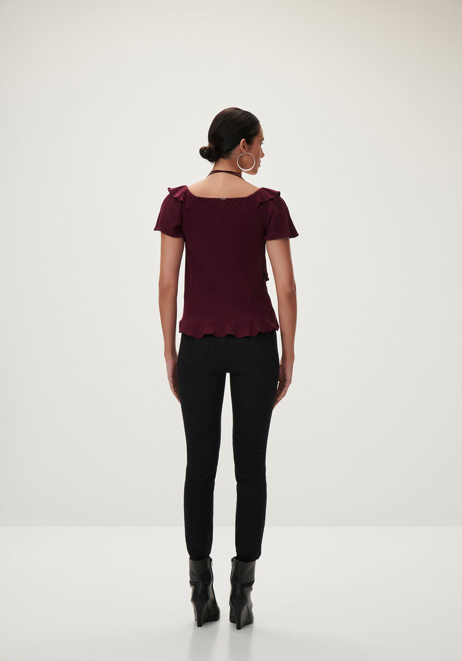 Blouse With Ruffles And Tie