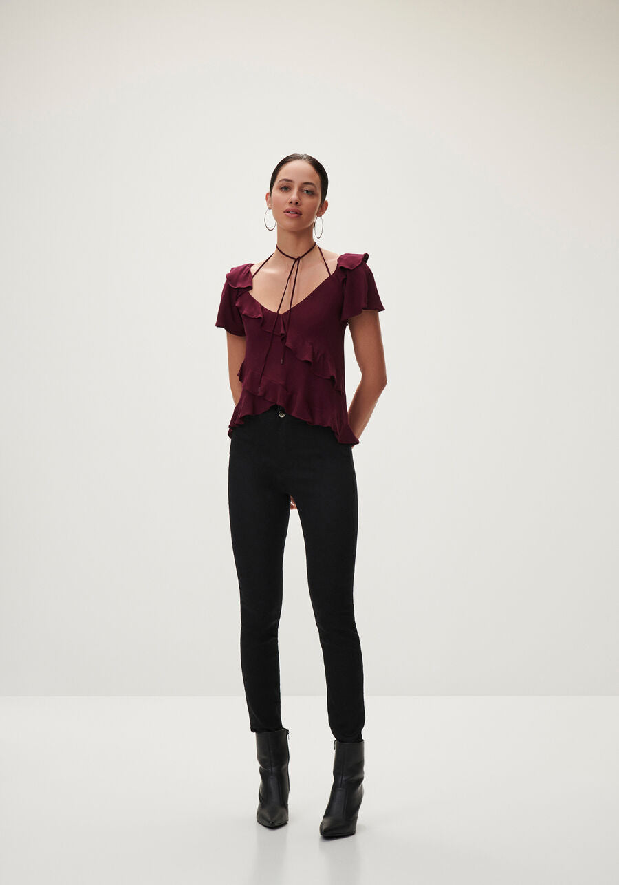 Blouse With Ruffles And Tie