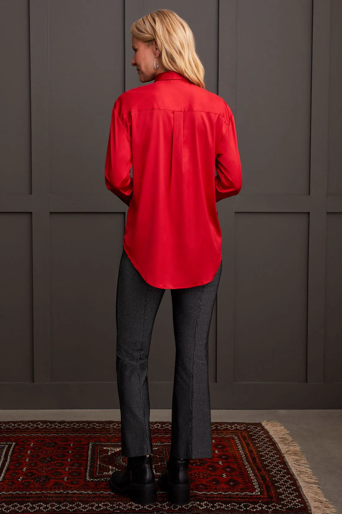 Flowy Satin Button-Up Shirt