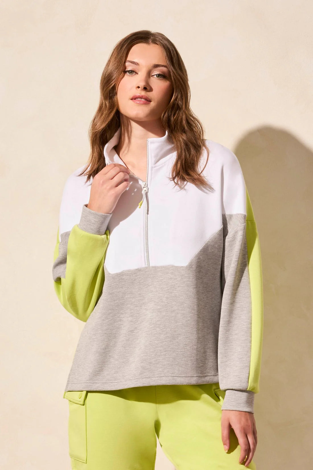 Techno Lux Colour Block Quarter Zip Sweater