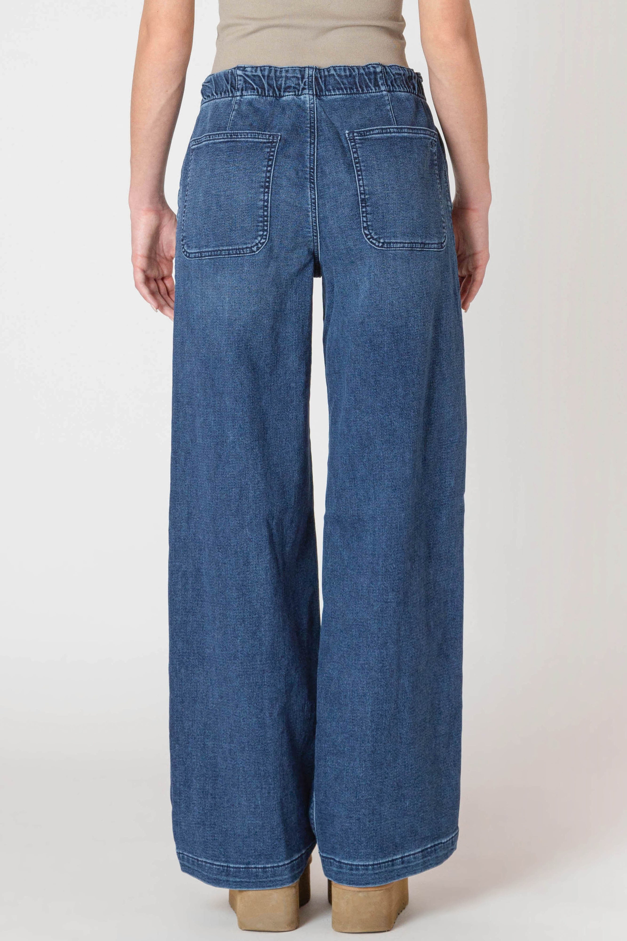Wide Leg Knit Denim Pant