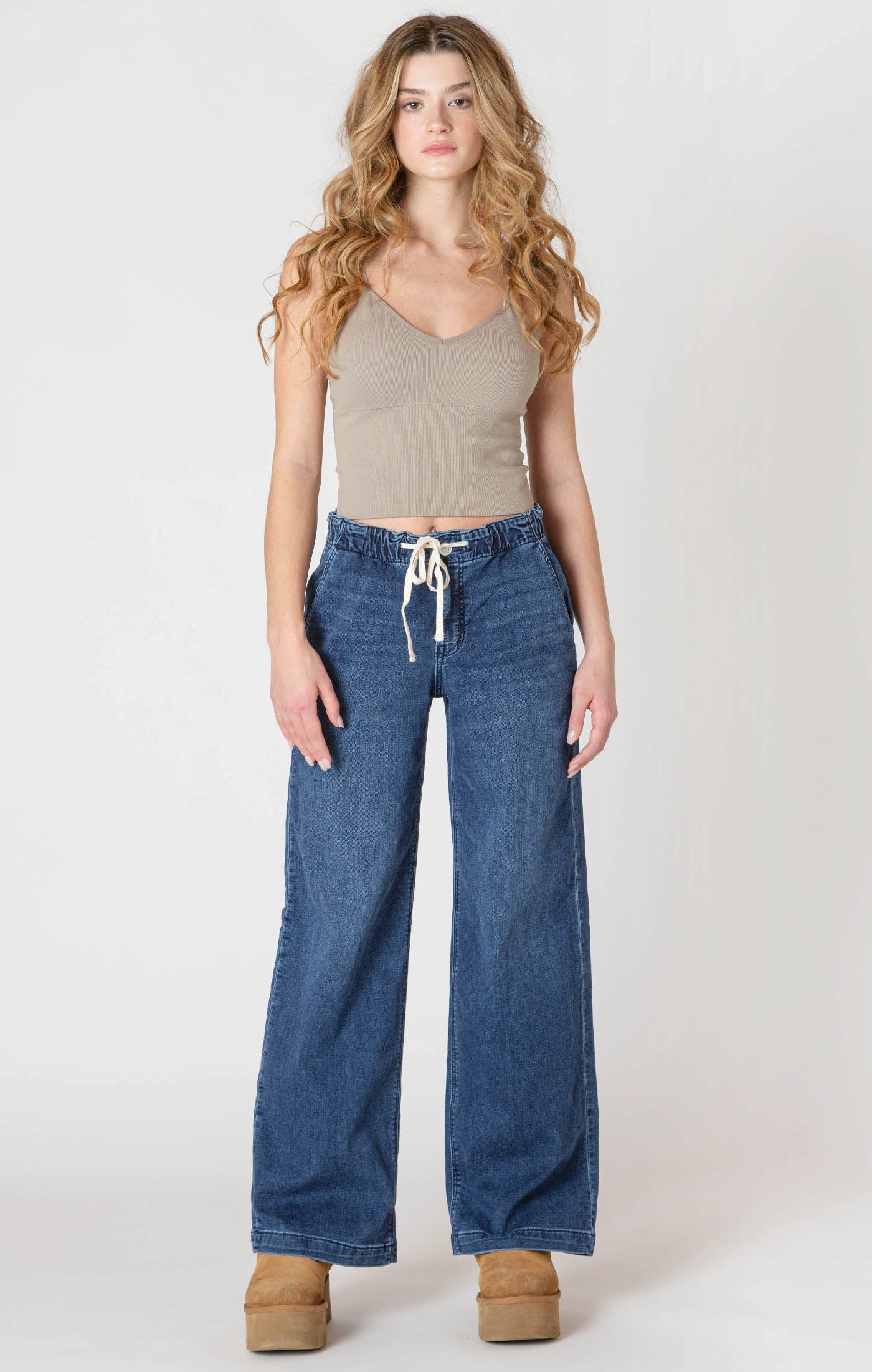 Wide Leg Knit Denim Pant