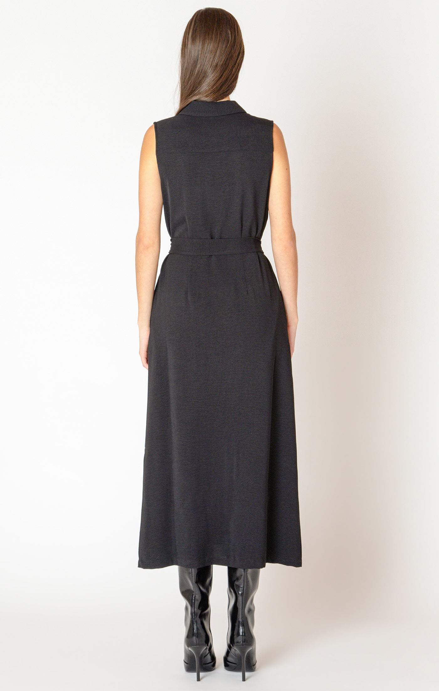 Sleeveless Belted Shirt Dress