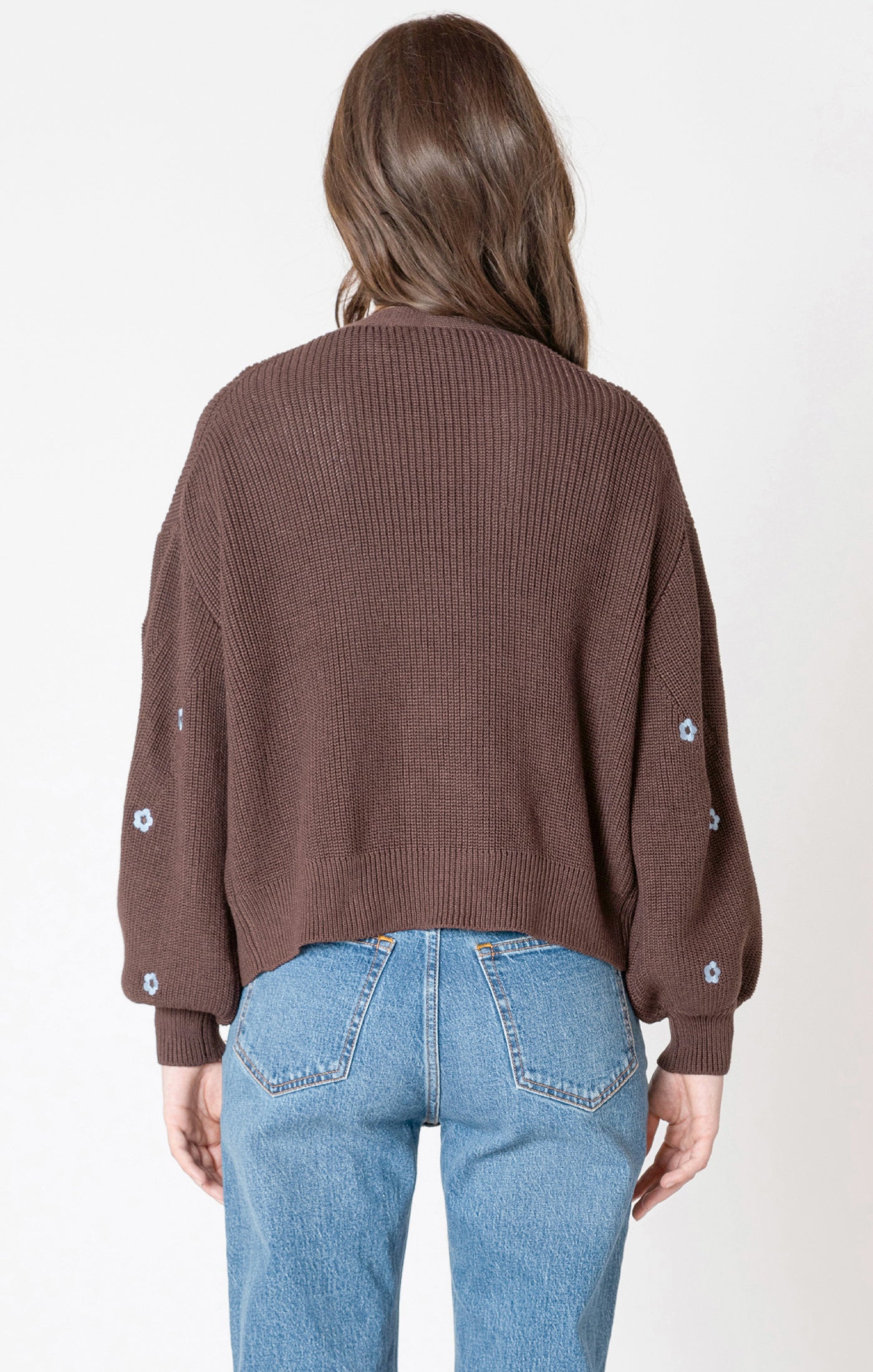 Embroidered Open Front Cardigan