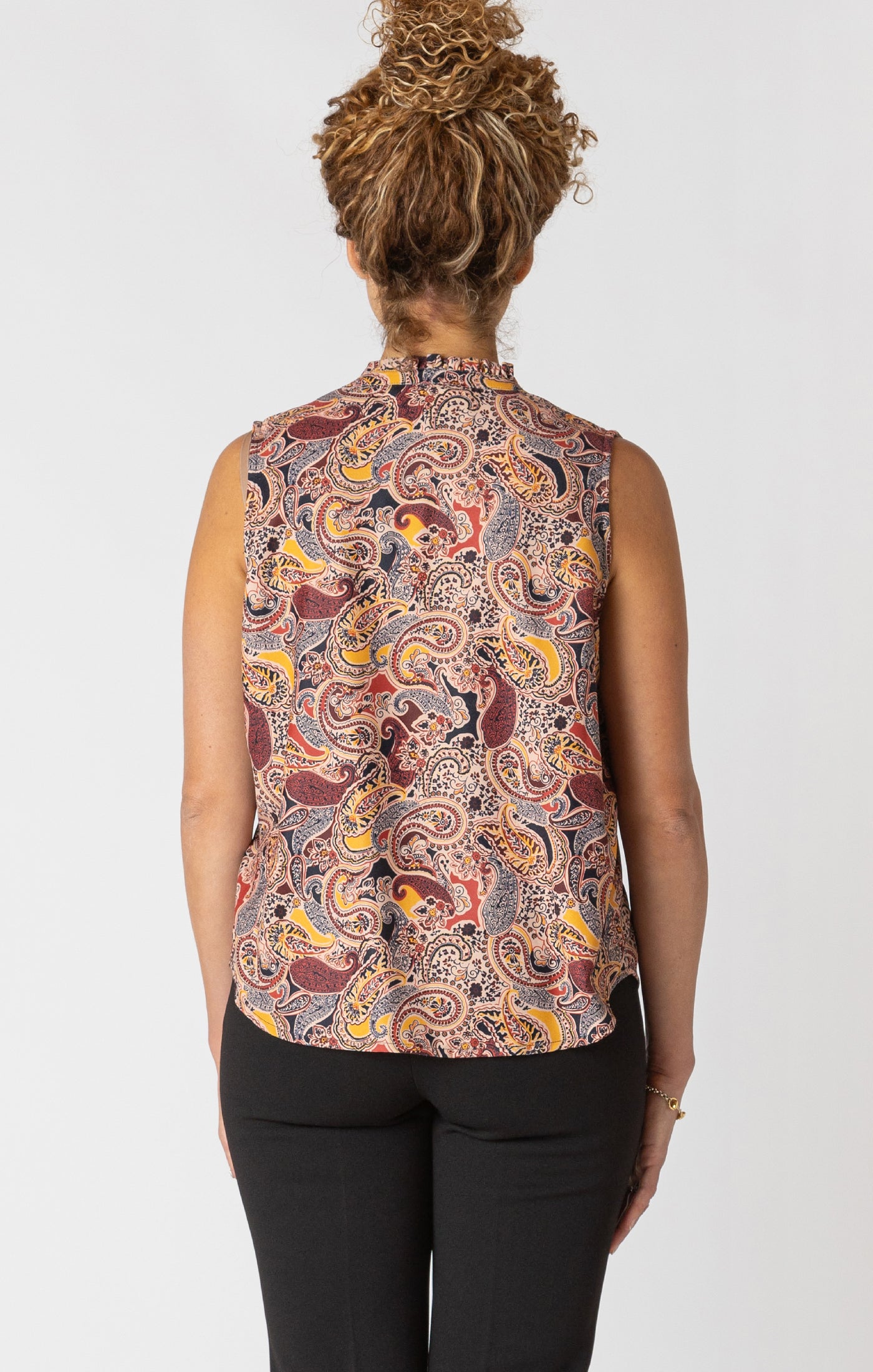 Paisley Print Sleeveless Blouse