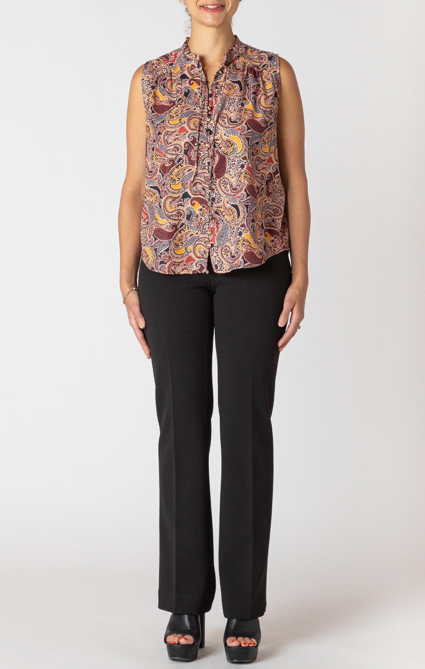 Paisley Print Sleeveless Blouse