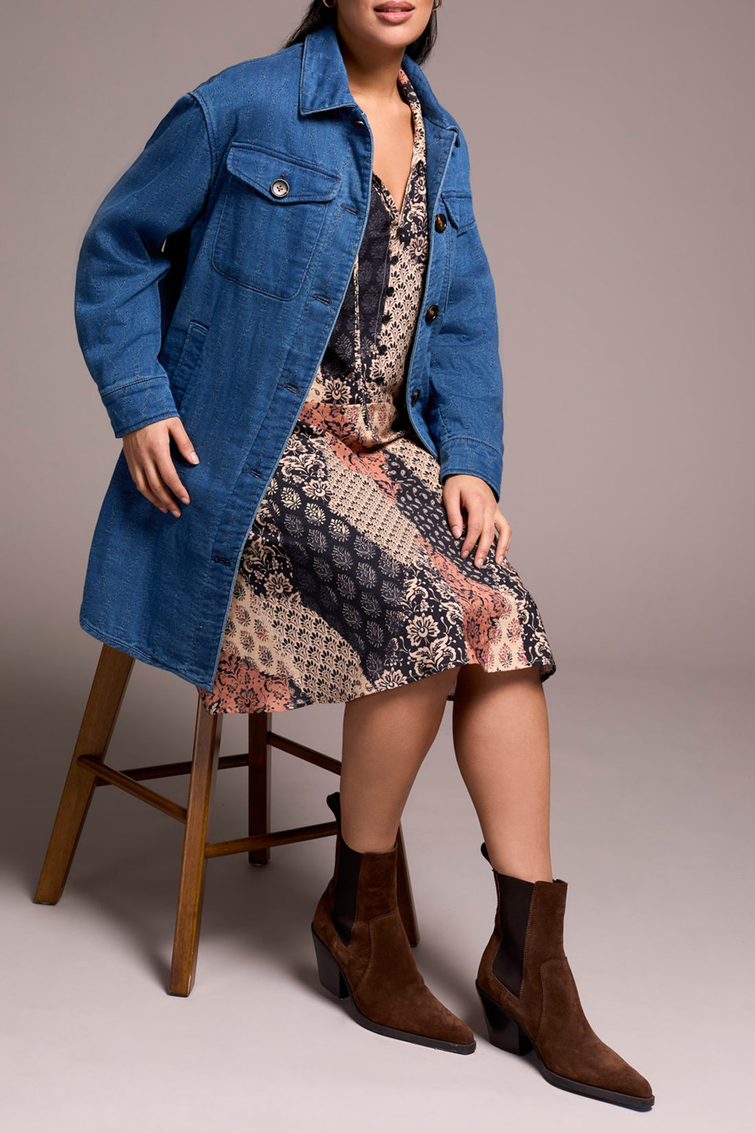 Long Button Front Quilted Jacket