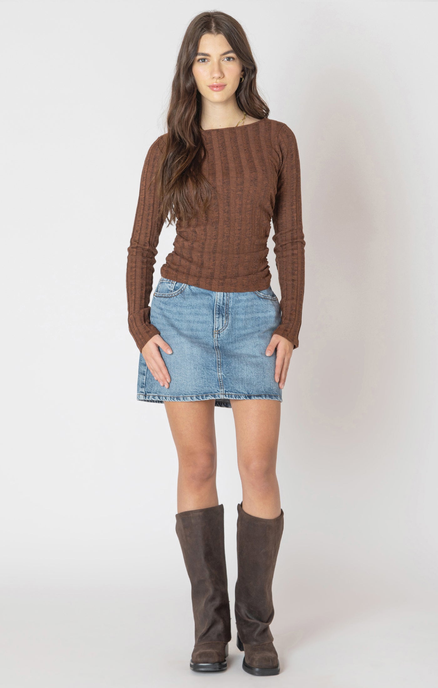 Wide Ribbed Long Sleeve Top