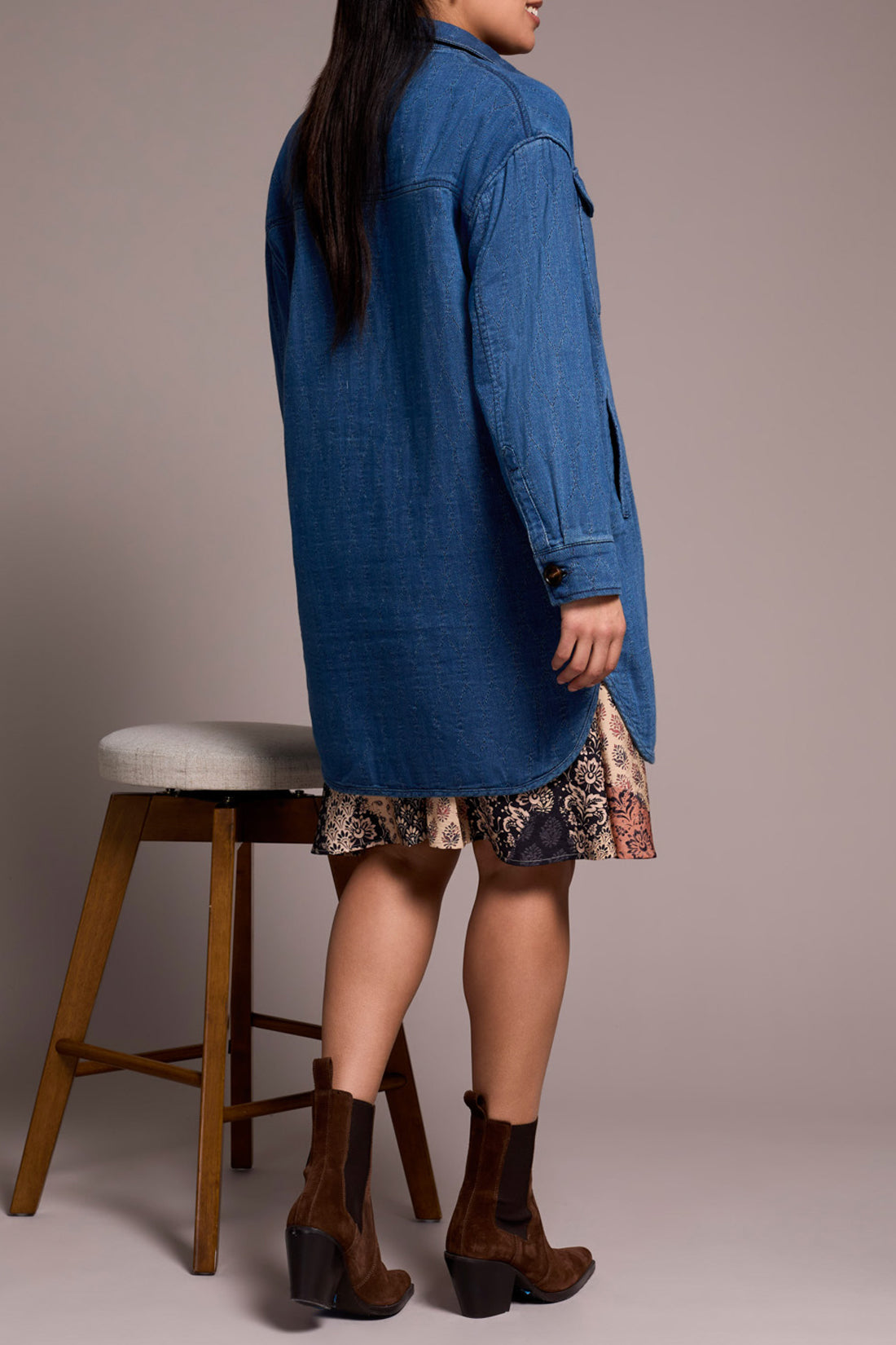 Long Button Front Quilted Jacket