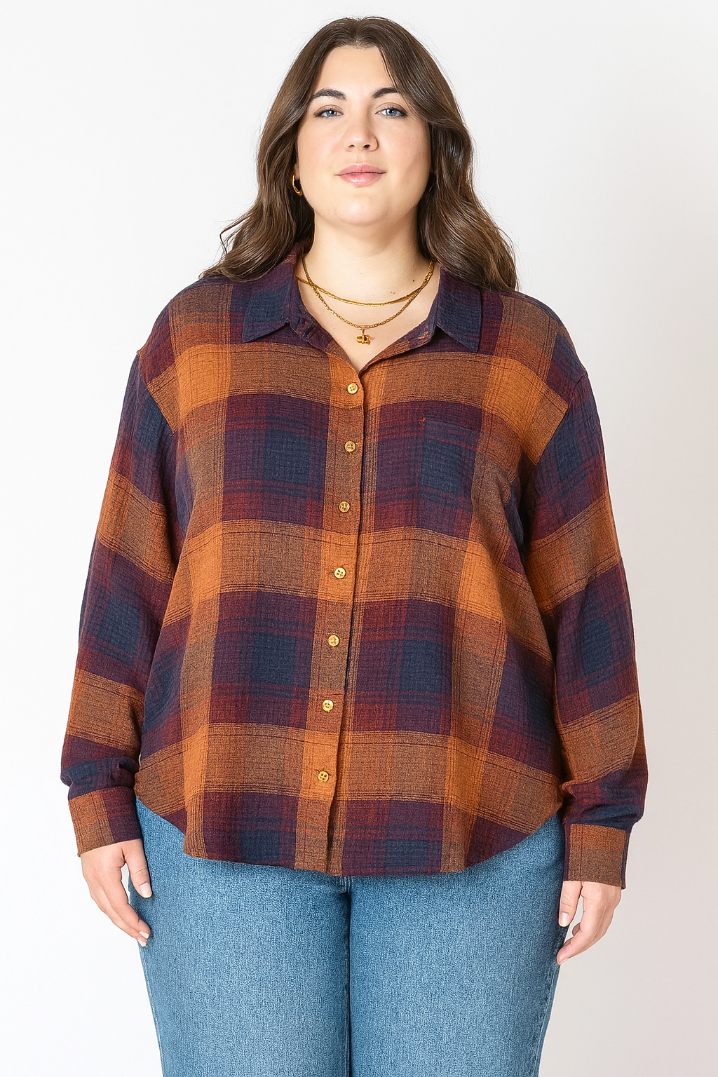 Textured Plaid Shirt | Plus