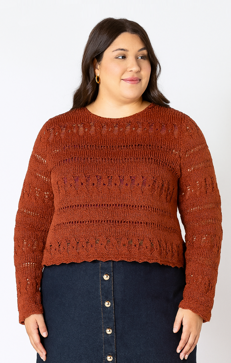 Scallop Hem Crochet Top | Plus