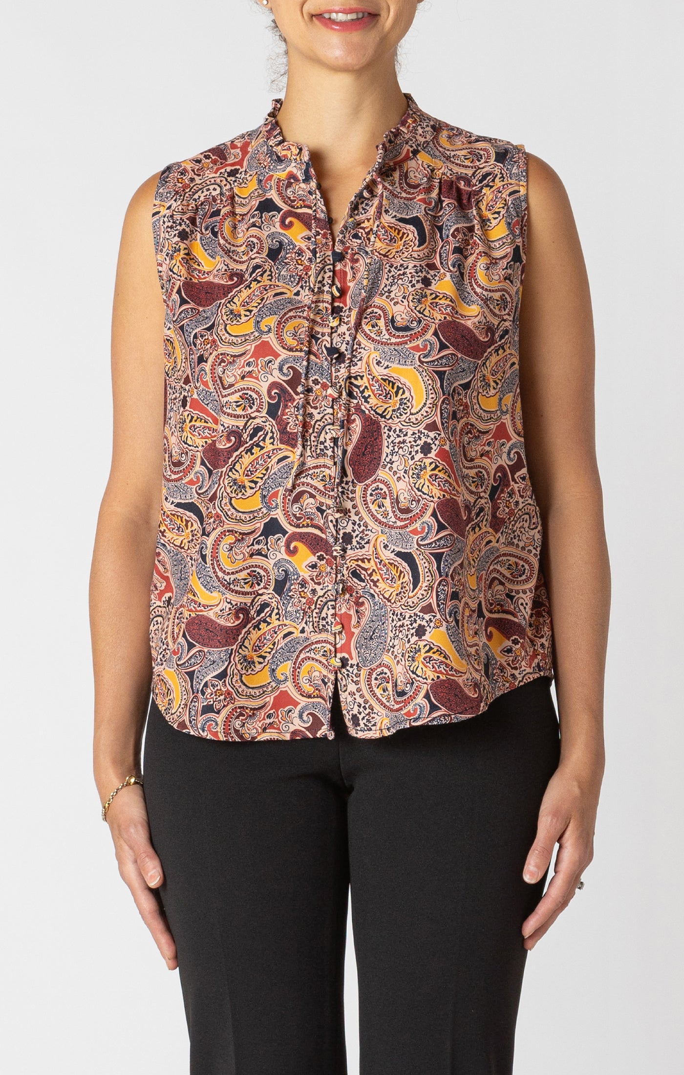 Paisley Print Sleeveless Blouse