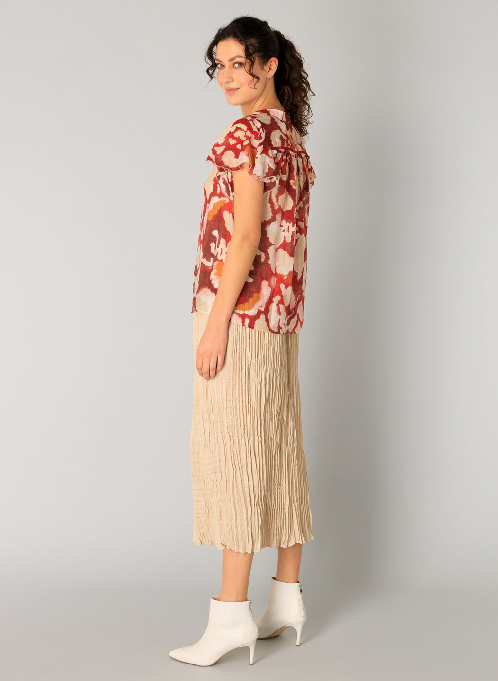 Rho Printed Ruffle Sleeve Blouse