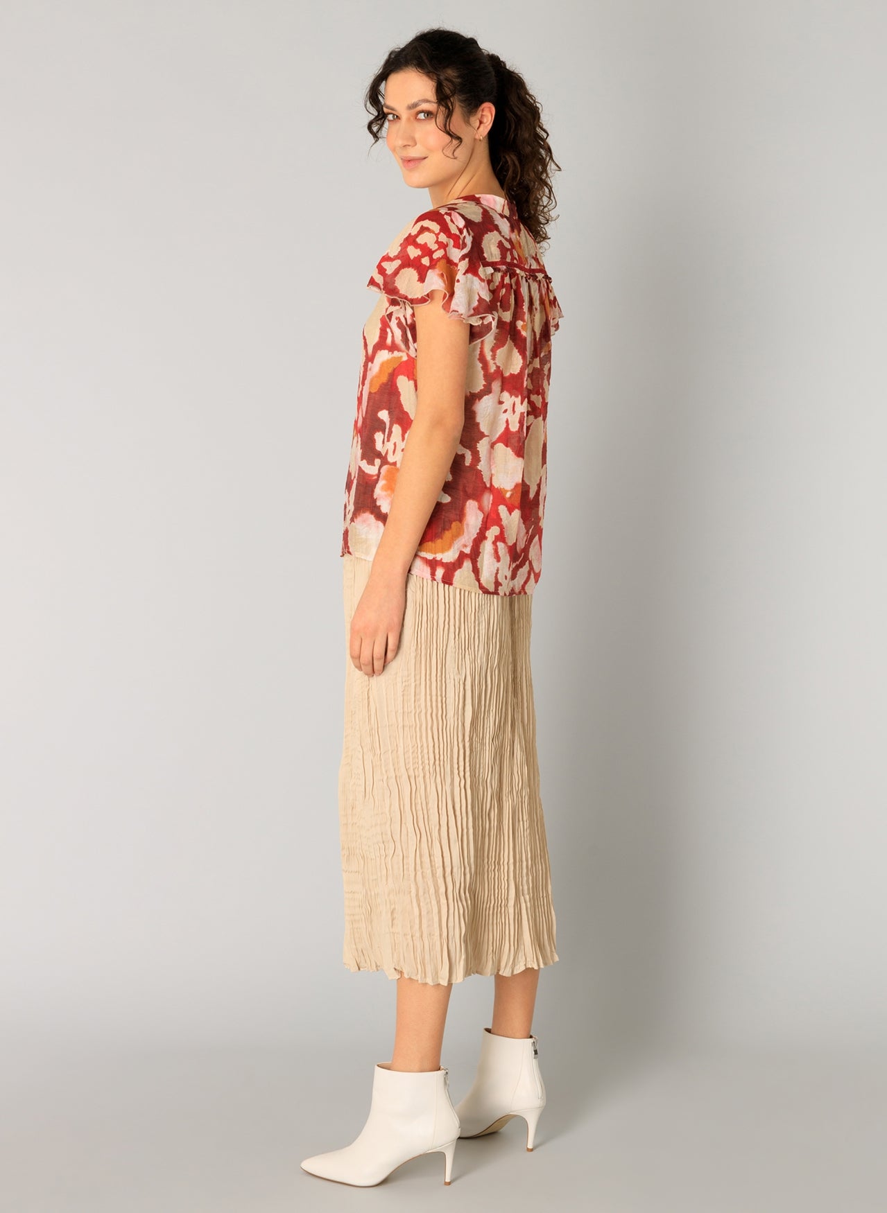 Rho Printed Ruffle Sleeve Blouse