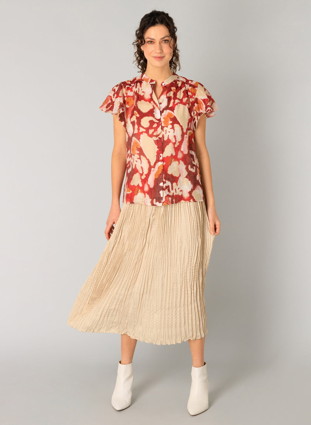 Rho Printed Ruffle Sleeve Blouse