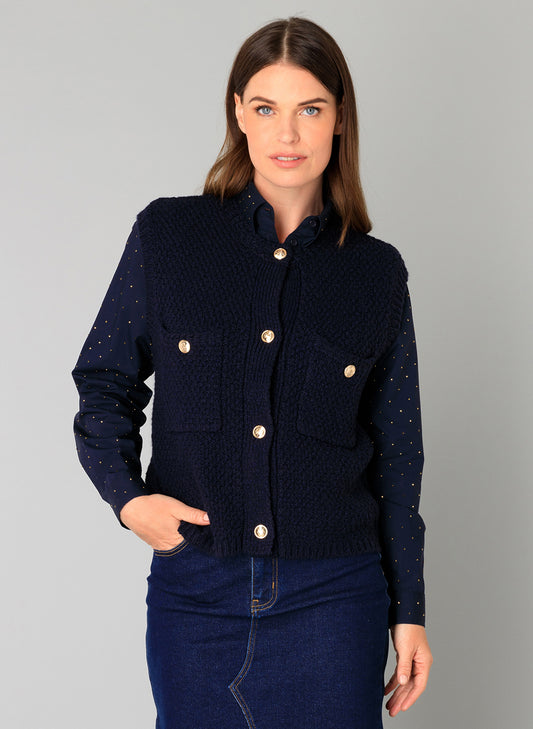 Brenda Textured Button Front Vest