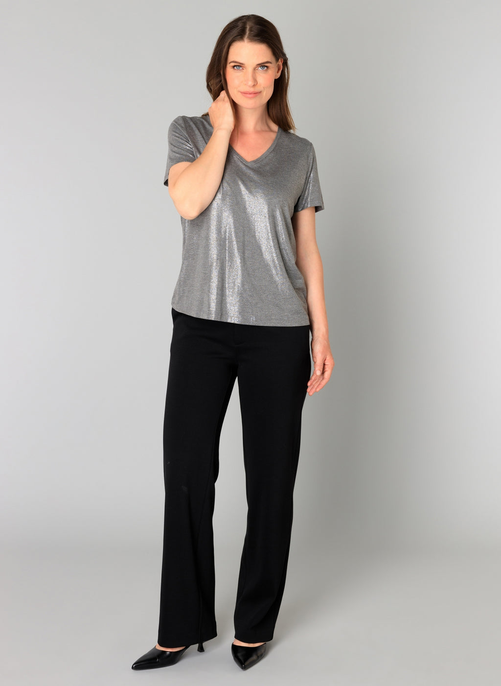 Genelia V-Neck Shimmer T-Shirt