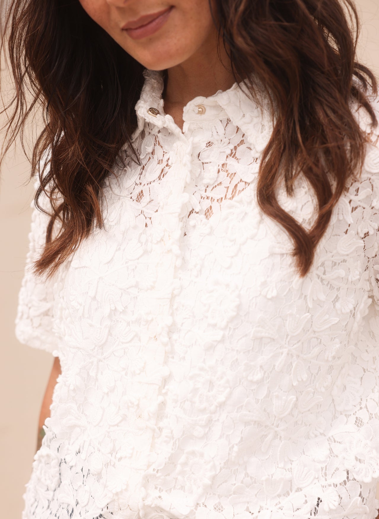 Kendra Lace Detail Short Sleeve Blouse