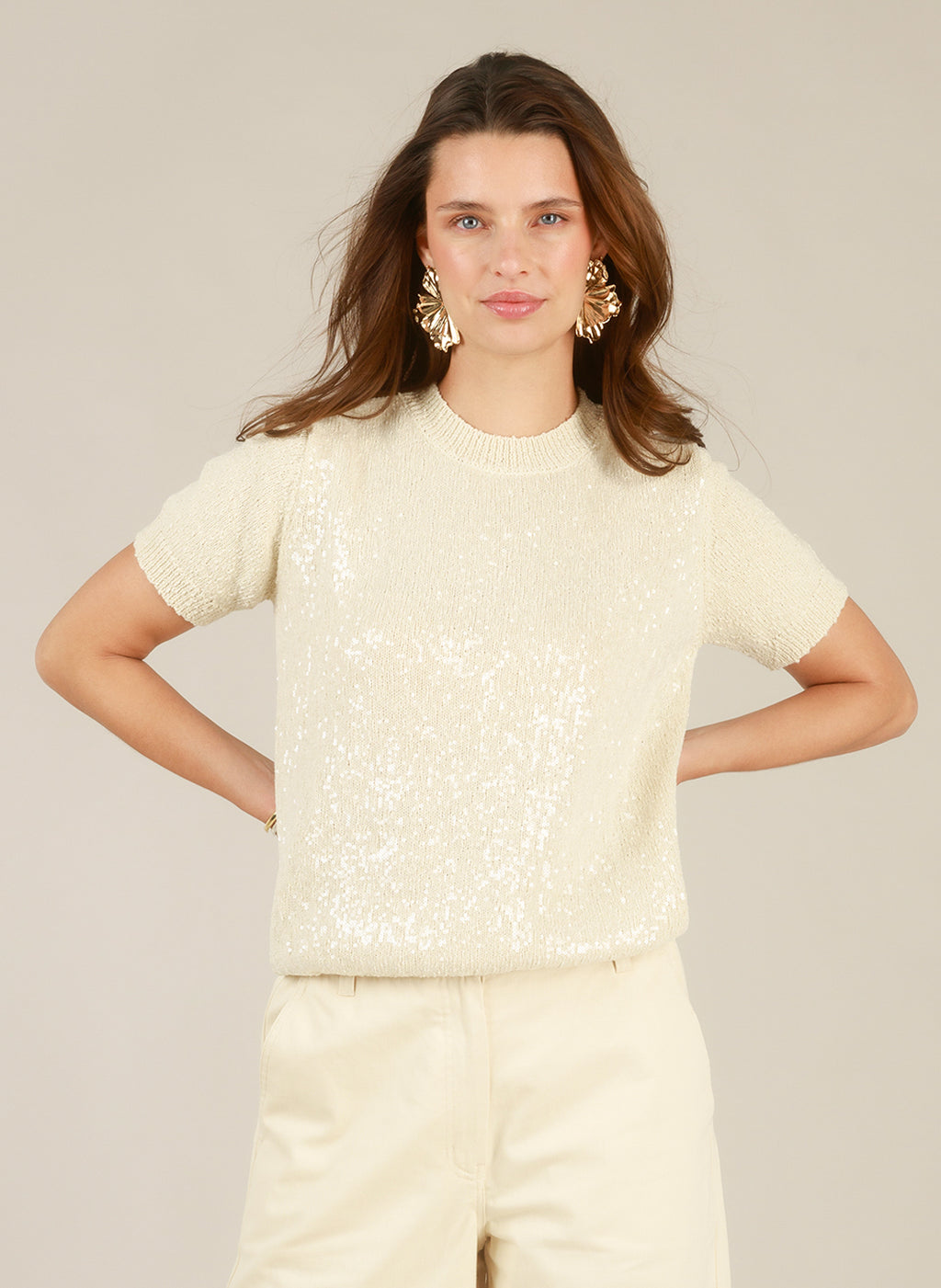 Iliya Short Sleeve Sequin Top
