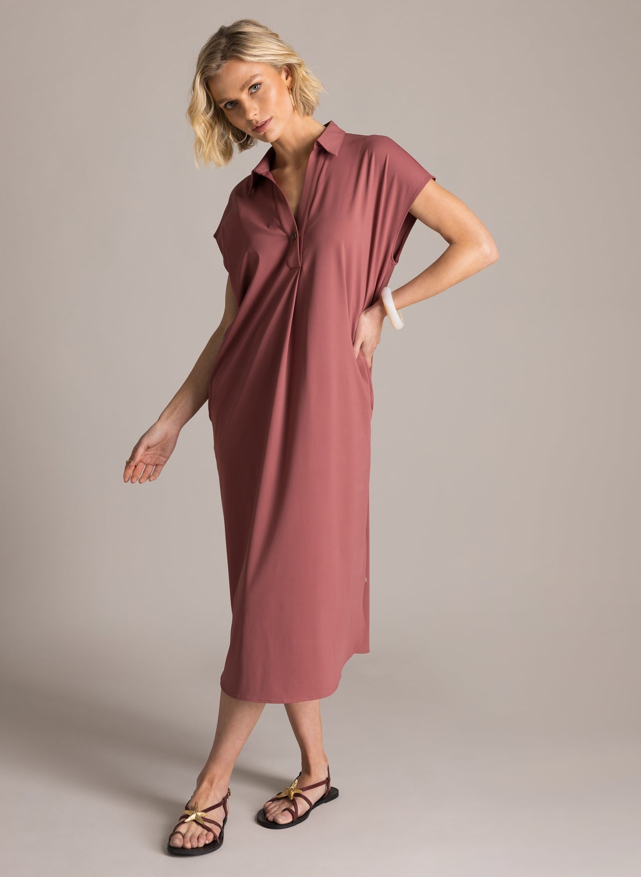 Kloe Short Sleeve Midi Shirt Dress