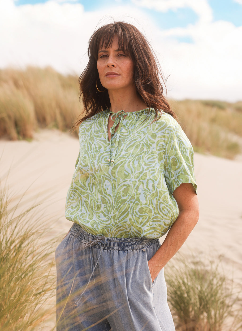 Kimbra Printed Short Sleeve Blouse