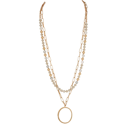 Pendant Glass Bead Fashion Chain Necklace