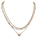 Triple Layered Chain Necklace Shiny 43+8cm