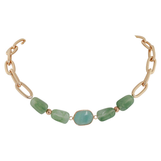 Amazon Paper Clip Chain & Chunky Stone 44+8cm