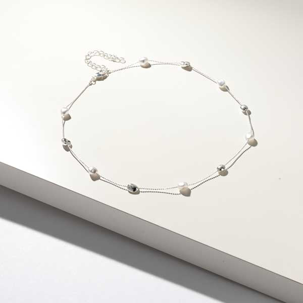 Chain Necklace Beads+Pearls 43+7cm 06-5745