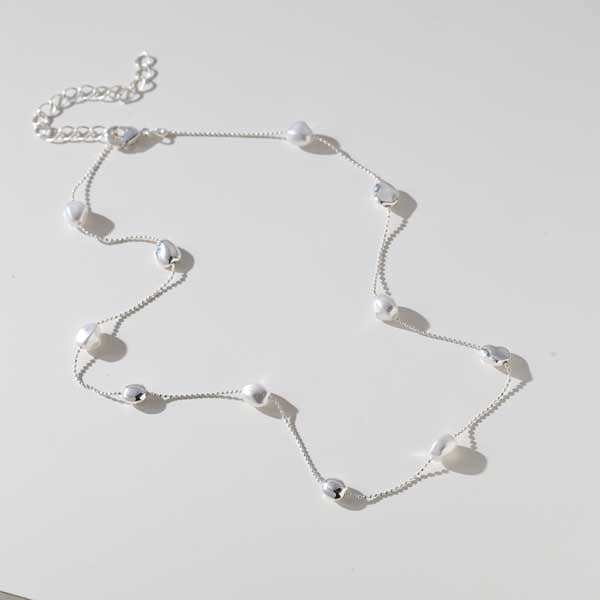 Chain Necklace Beads+Pearls 43+7cm 06-5745