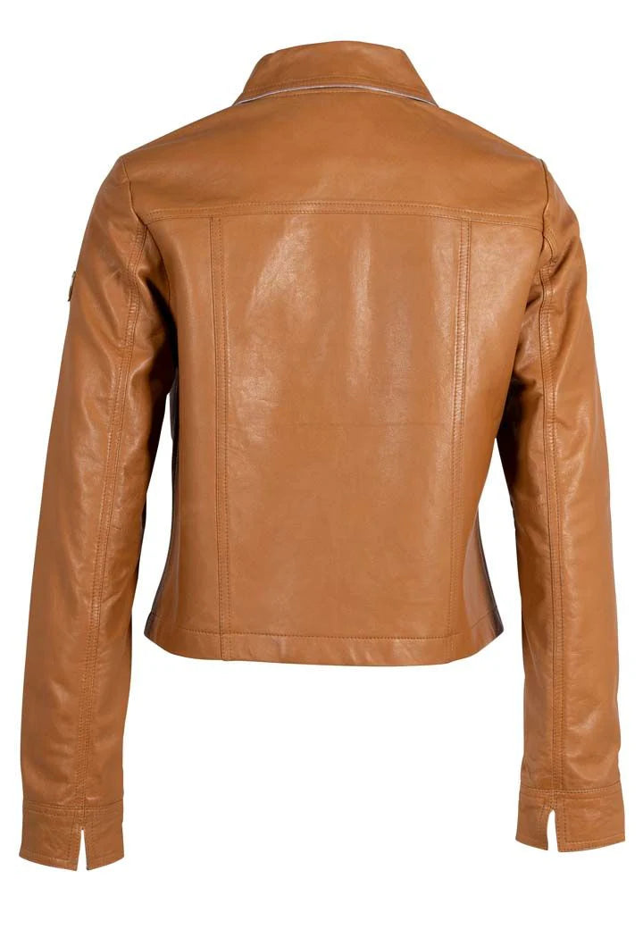 Lefei Cropped Collared Leather Jacket