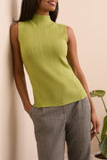 Textured Sleeveless Mock Neck Top