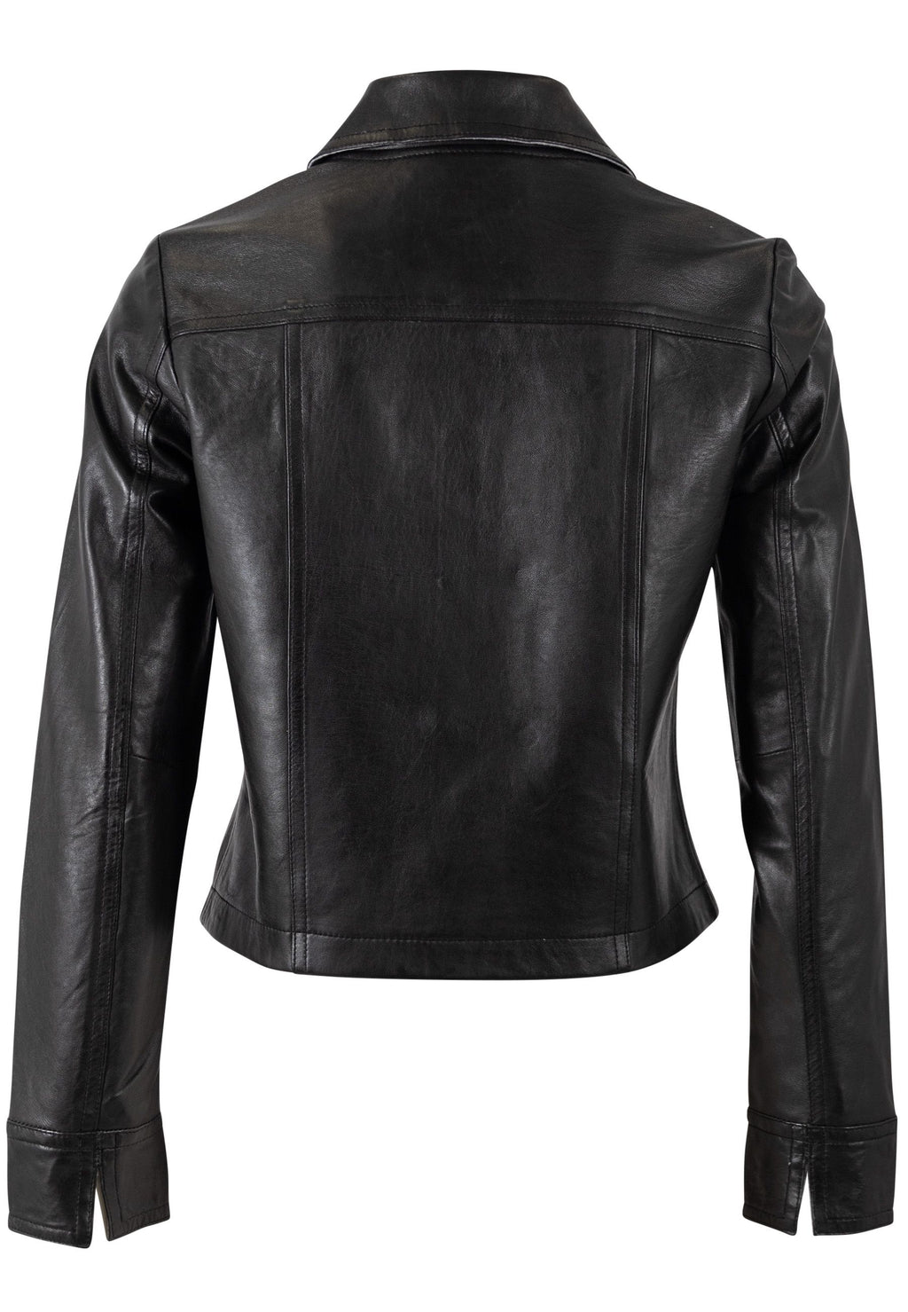 Lefei Cropped Collared Leather Jacket
