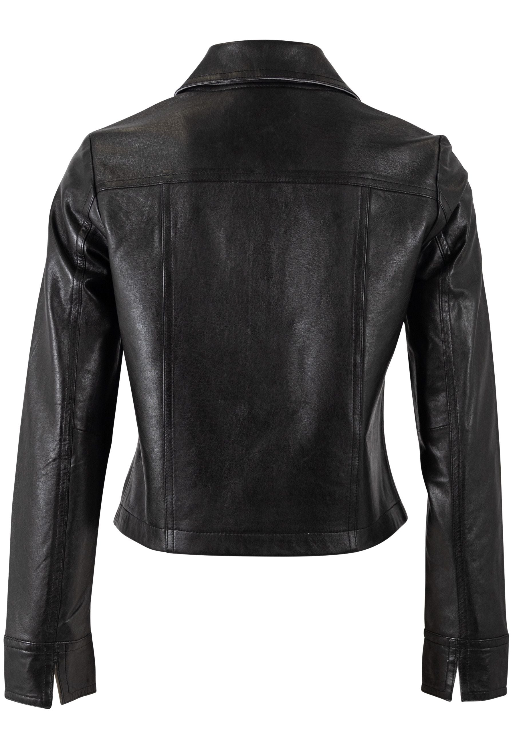 Lefei Cropped Collared Leather Jacket