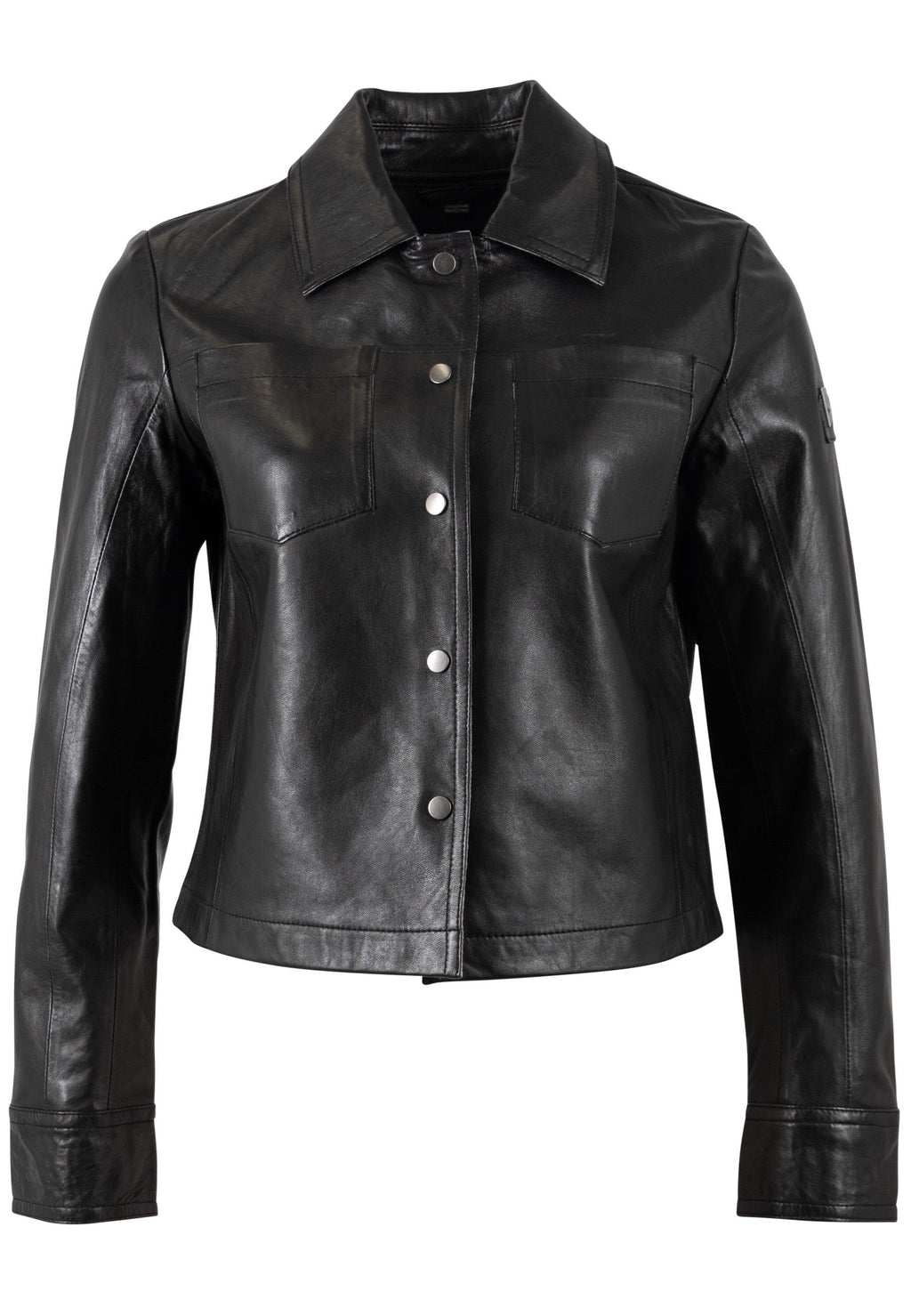Lefei Cropped Collared Leather Jacket