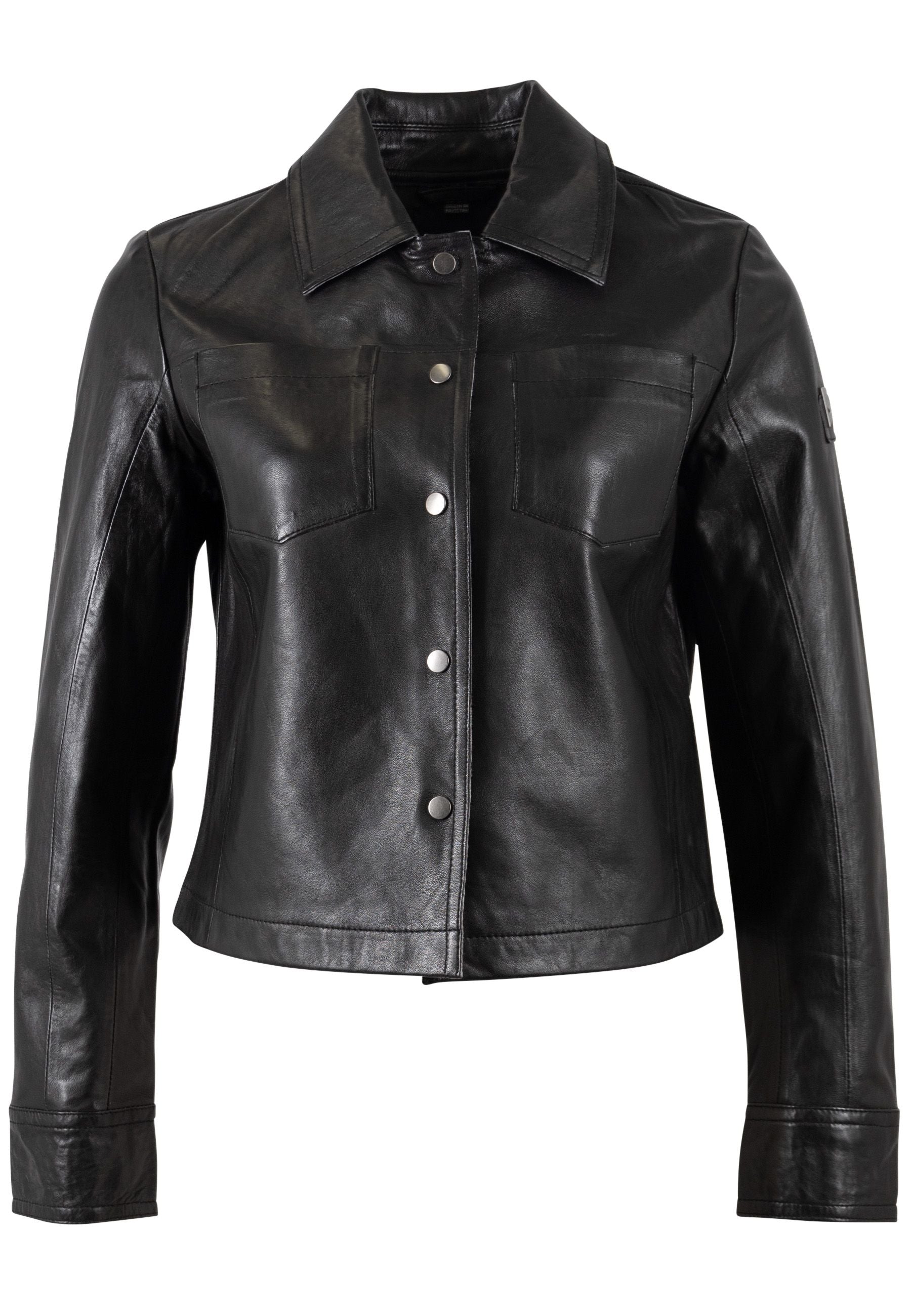 Lefei Cropped Collared Leather Jacket